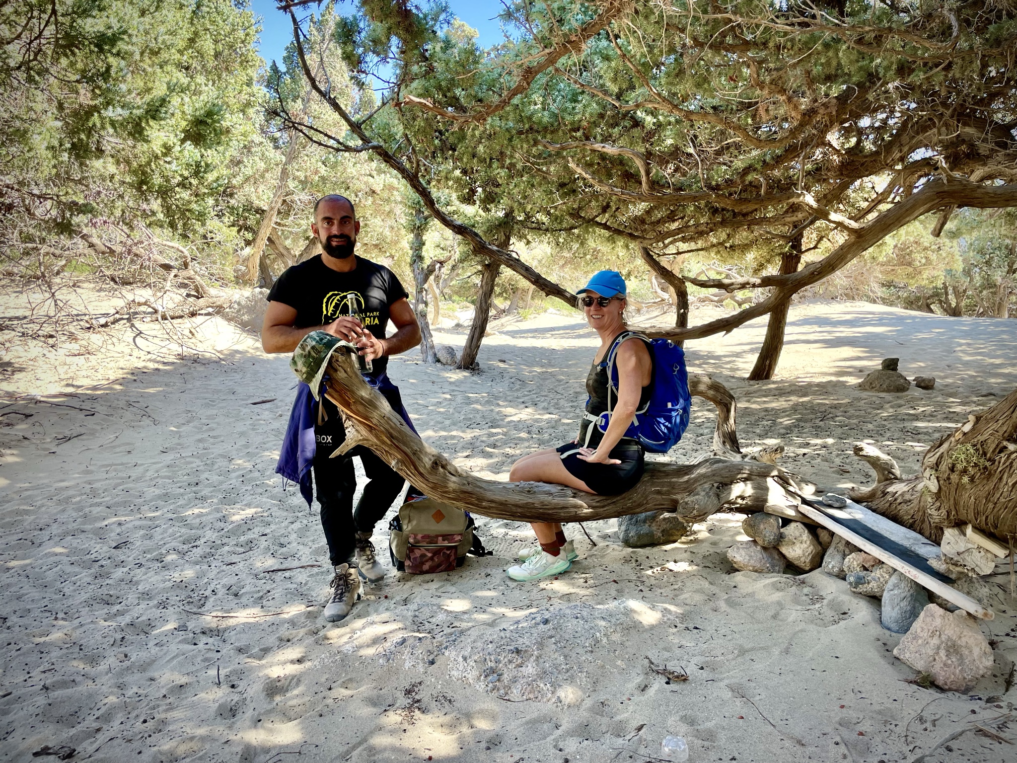 Amy and Yannis taking a break in the shade!